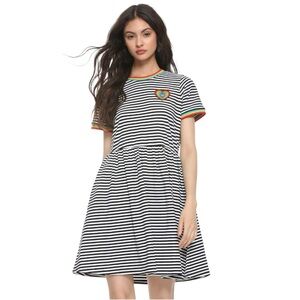 Hot Topic‎ Striped Rainbow Ringer Heart Dress Medium